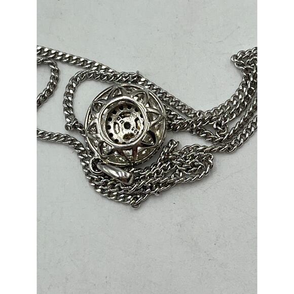 Unique Designs UD 925 Sterling Silver Round Diamond Chip Pendant Necklace - Picture 14 of 14